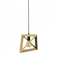 Oriel Lighting-Trap II Geometric Scandi Timber Pendant With Black Suspension